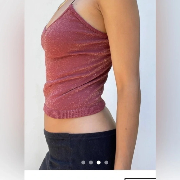 Free People | Burnt Sienna Metallic Glitter Cami (Sz S) - Picture 3 of 4